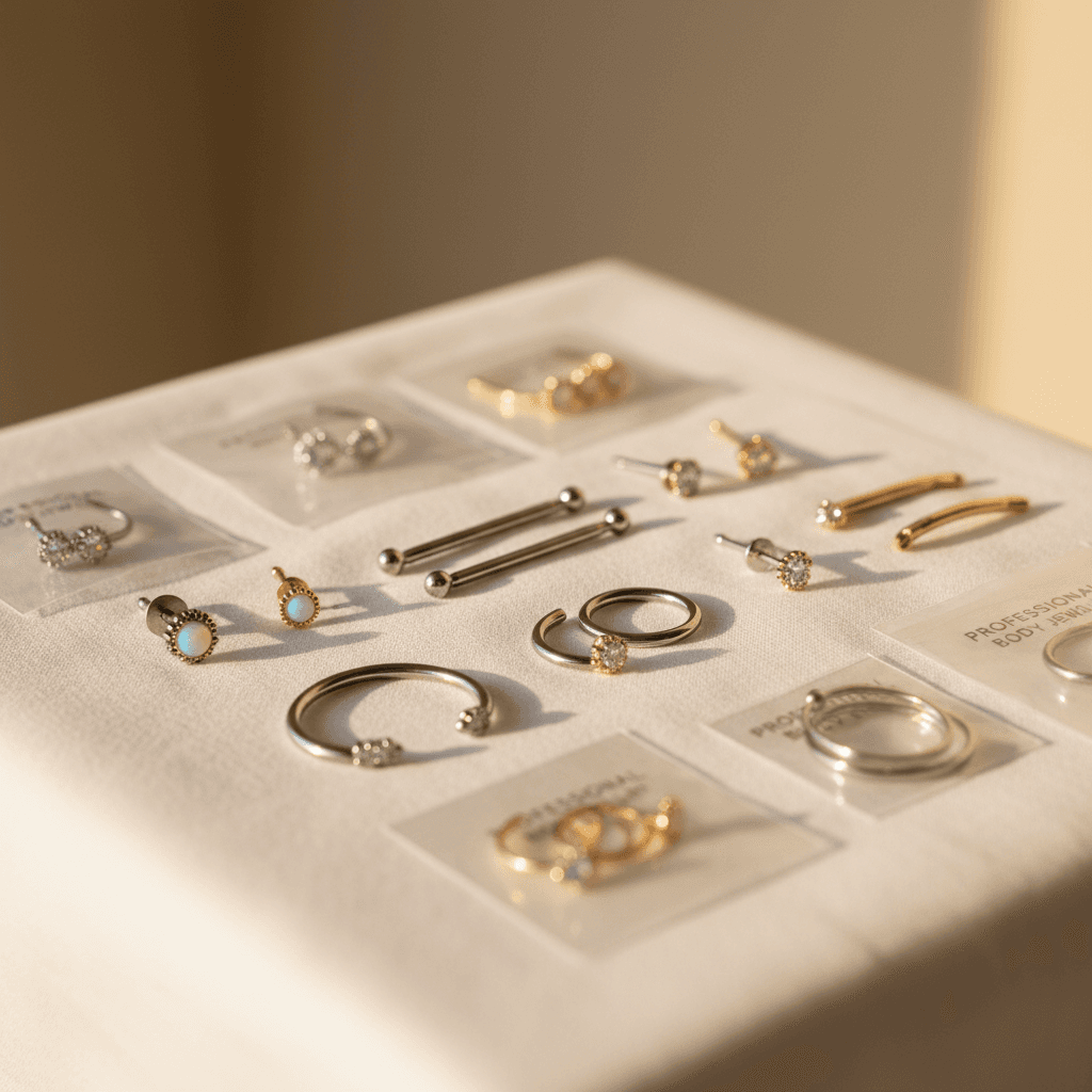 Professional piercing jewelry ready for service