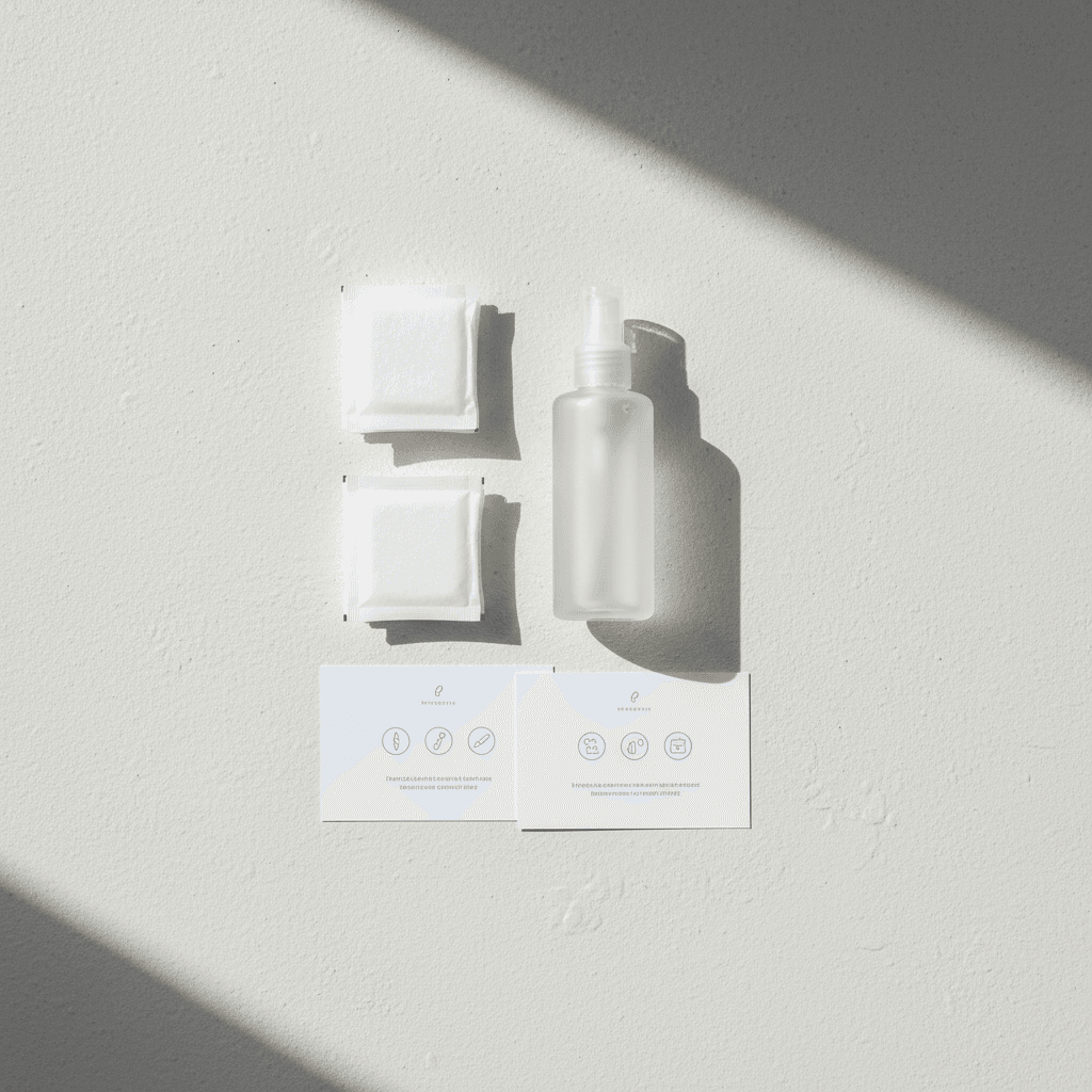 Professional aftercare kit with sterile supplies and care instruction cards